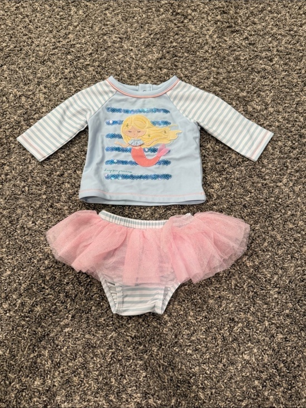 Mud Pie Toddler Mermaid Tutu Swim Set - Light Blue & Pink